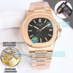 OMF Super Copy Patek Philippe Nautilus 5711 Black Dial Swiss Cal.324SC Rose Gold Watch 